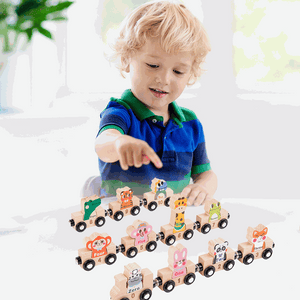 Wooden Animals & Numbers Magnetic Train Set – for kids ages 2–9