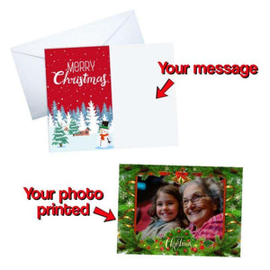 Custom Xmas card with personalized photo and message for festive holiday greetings and keepsake.