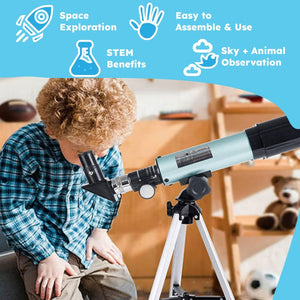 Kids 50mm Refractor Telescope with Case – gift idea for kids and grandchildren