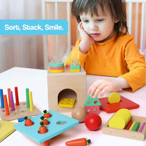 5-in-1 Wooden Montessori Box – for kids ages 1–9