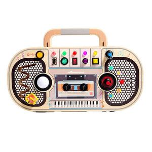 Wooden Mini LED Boombox – for kids ages 1–9