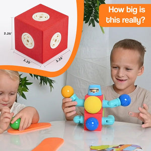 Children playing with soft magnetic STEM building blocks, colorful EVA foam shapes with internal magnets for safe, creative play.