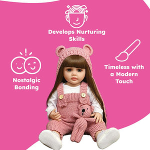 Real-Feel Baby Doll with lifelike features, soft skin, and nostalgic design for nurturing skills and bonding.