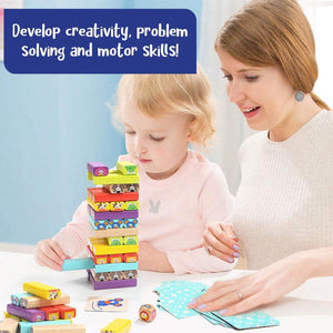 Colored Wooden Blocks with Animal Patterns Cards – to play together as a family