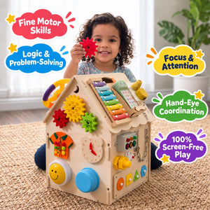 Wooden Montessori Busy House – from baby age up