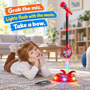 Kids Light-Up Karaoke Microphone with Adjustable Stand