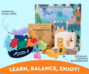 Wooden Animal Balancing Block Game