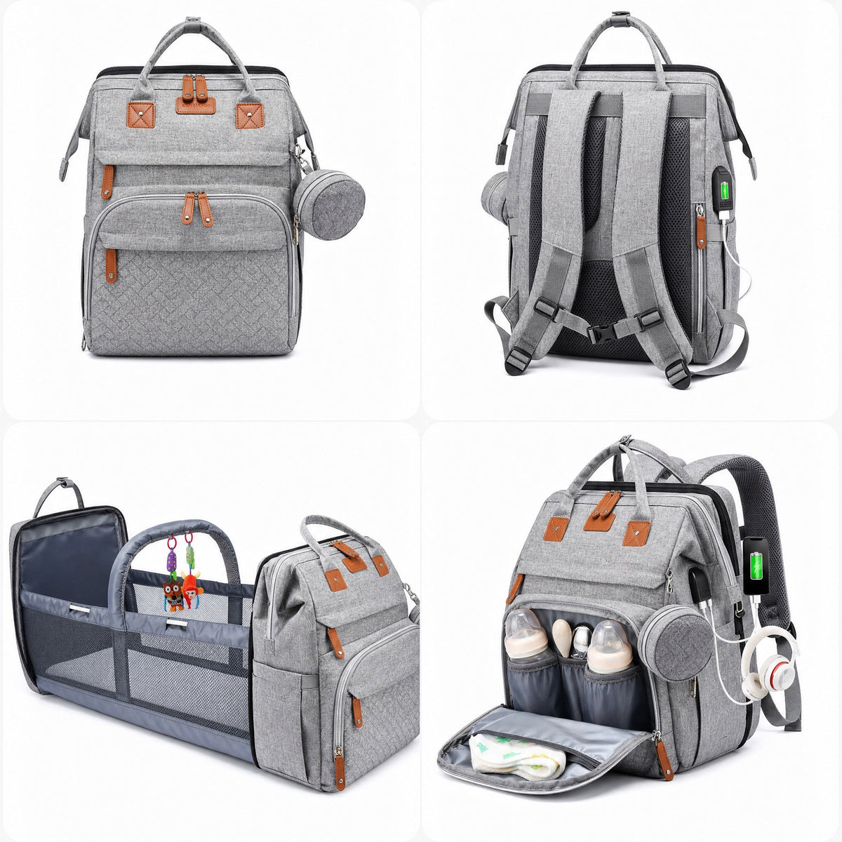 2-in-1 Baby Travel Bed & Diaper Bag Backpack (view 10)