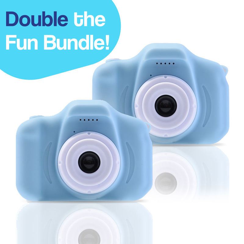 LittleLens Kids Camera double blue toy cameras for children 3+ with shockproof design and creativity boost