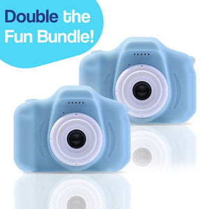 LittleLens Kids Camera double blue toy cameras for children 3+ with shockproof design and creativity boost