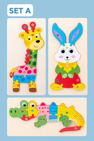 Montessori 3D Animal Shaped Puzzle (Set of 3)