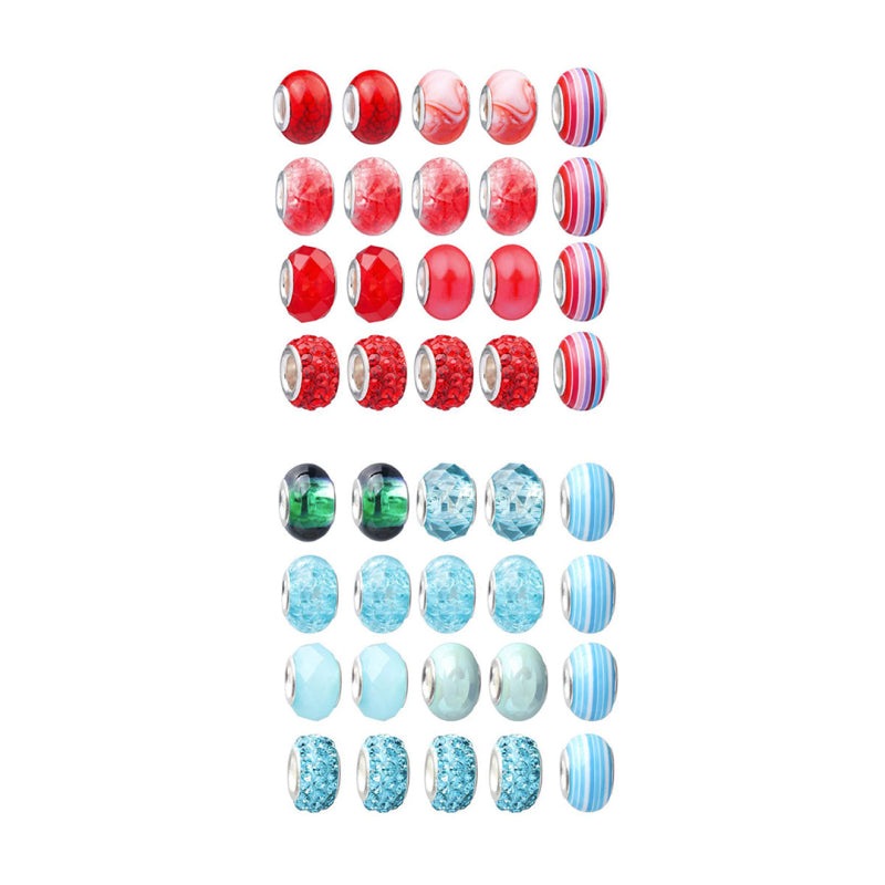 Colorful red and blue beads for kids bracelet-making kit