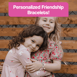 Children making personalized friendship bracelets with bracelet-making kit for kids