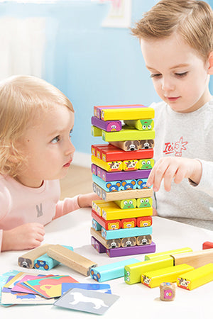 Colored Wooden Blocks with Animal Patterns Cards