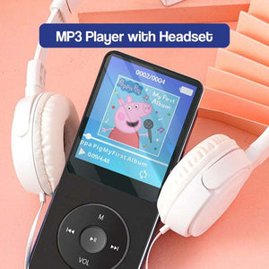 MP3 player with headset for kids, no internet, hi-fi sound, 8GB storage, long battery life, and fun digital media features