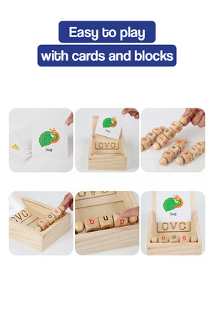 Wooden Rotation CVC Block Letters Teaching Toy