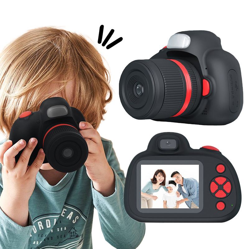 Child using Mini Photographer Digital Camera with dual lenses and vivid display designed for ages 4+