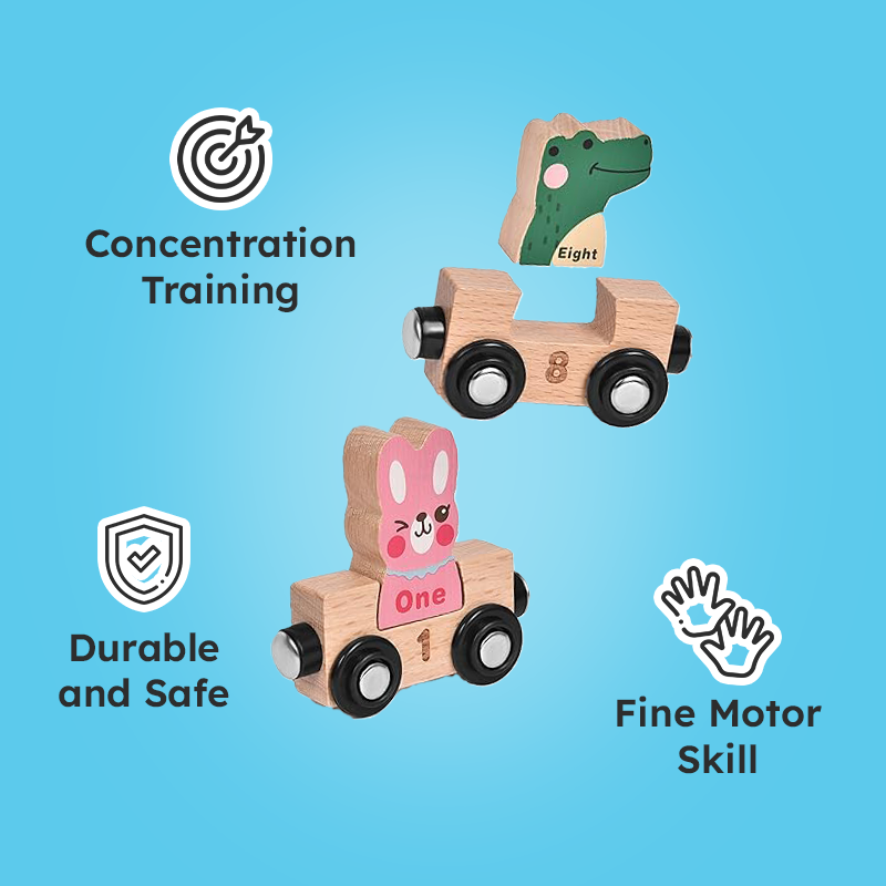 Wooden Animals & Numbers Magnetic Train Set