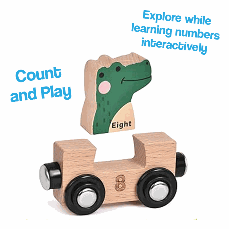Wooden Animals & Numbers Magnetic Train Set – educational toy