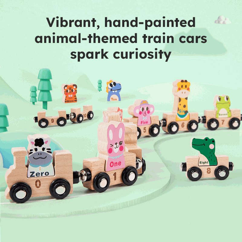 Wooden Animals & Numbers Magnetic Train Set (view 7)