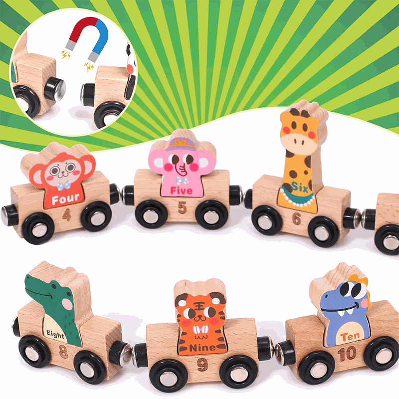 Wooden Animals & Numbers Magnetic Train Set (view 8)