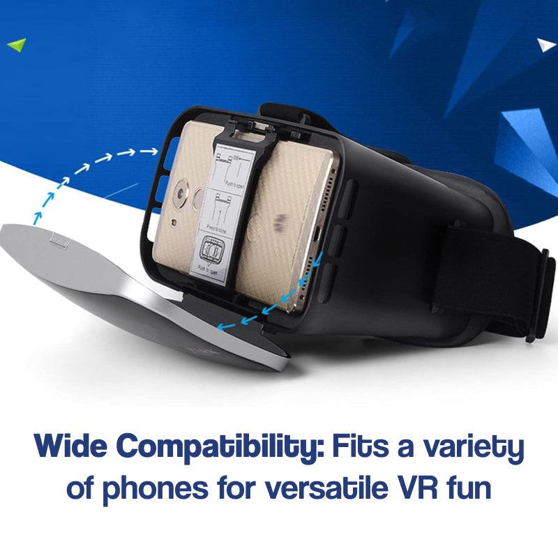 Interactive VR headset for kids compatible with various smartphones for immersive virtual reality fun.
