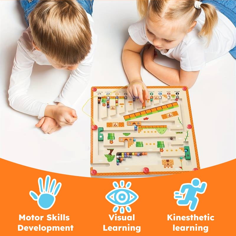 Montessori Magnetic Color and Number Maze – wooden toy