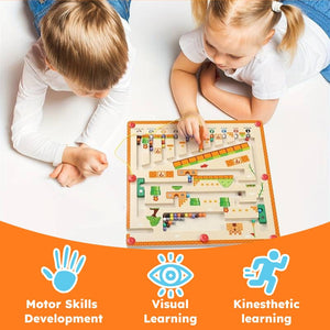 Montessori Magnetic Color and Number Maze – wooden toy
