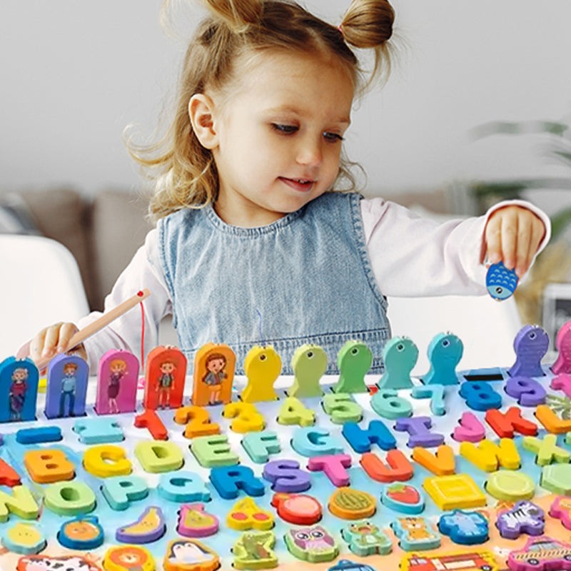 Montessori Letters and Numbers Fishing Board – from baby age up