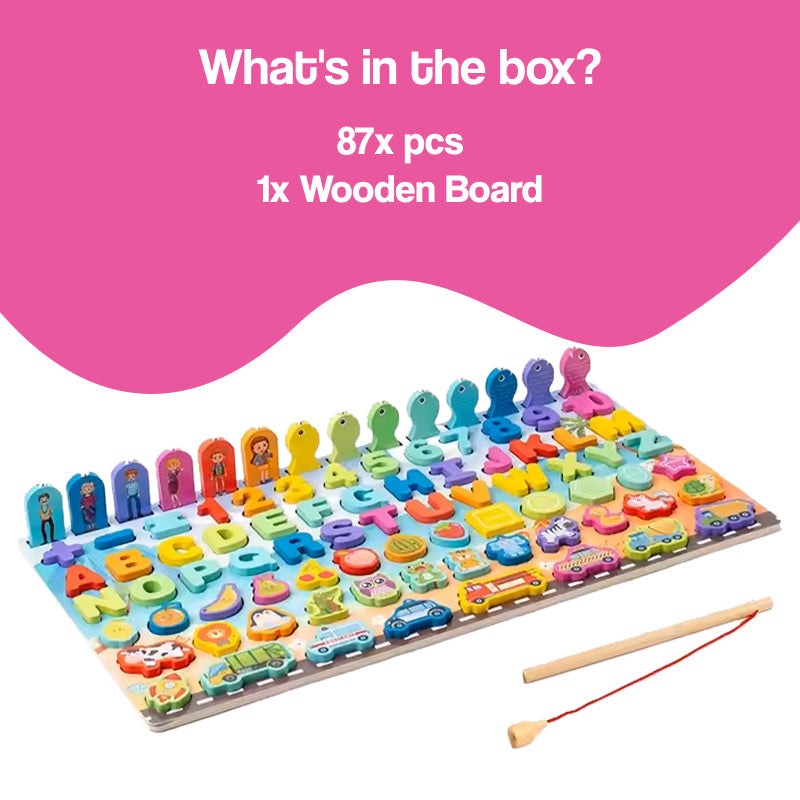 Montessori Letters and Numbers Fishing Board – educational toy