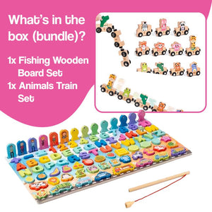 Montessori Letters and Numbers Fishing Board – wooden toy