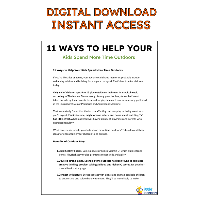 11 Ways to Help Your  Kids Spend More Time Outdoors