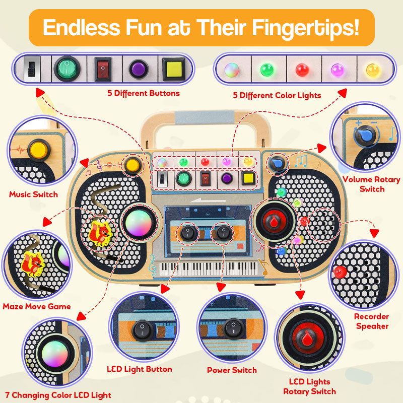 Wooden Mini LED Boombox – musical toy