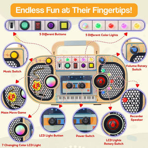 Wooden Mini LED Boombox – musical toy