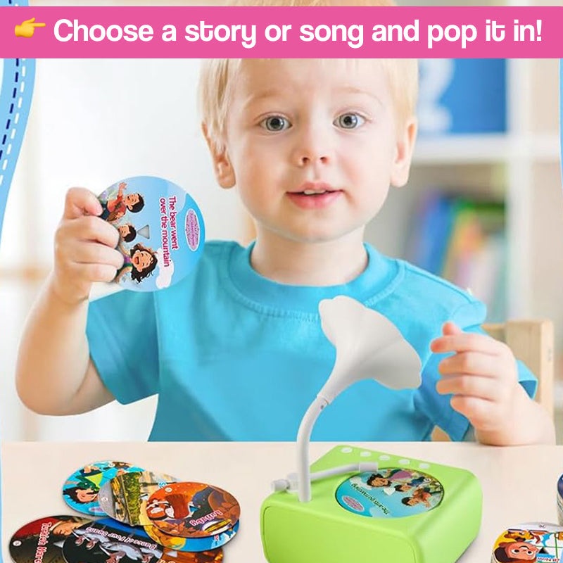 Smart Mini Phonograph with 96 Vinyls + Bluetooth – for kids ages 4+