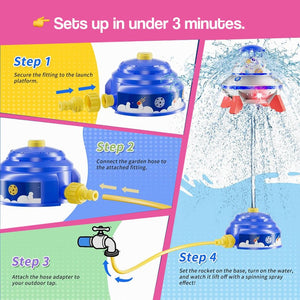 Spinning LED UFO Water Rocket Sprinkler – for kids ages 3–9