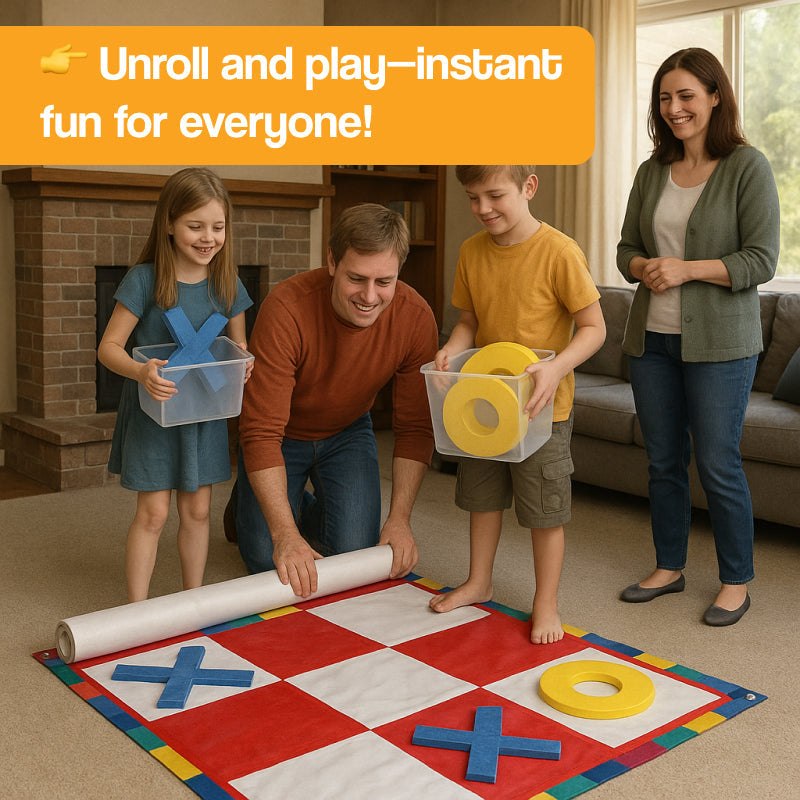 Oversized Felt Tic Tac Toe Family Game Set – for kids ages 3+