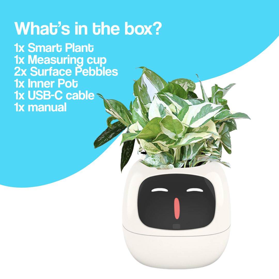 AI GrowBuddy Smart Plant Care System Ivy with expressive face and sensors for interactive plant care and STEM learning
