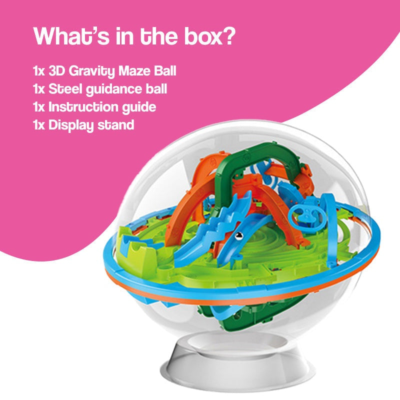 3D Gravity Maze Ball toy with metal ball navigating through numbered checkpoints in a 3D maze game