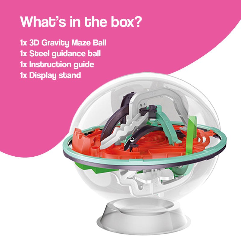 3D Gravity Maze brain-training toy with metal ball navigating numbered checkpoints for kids aged 6+