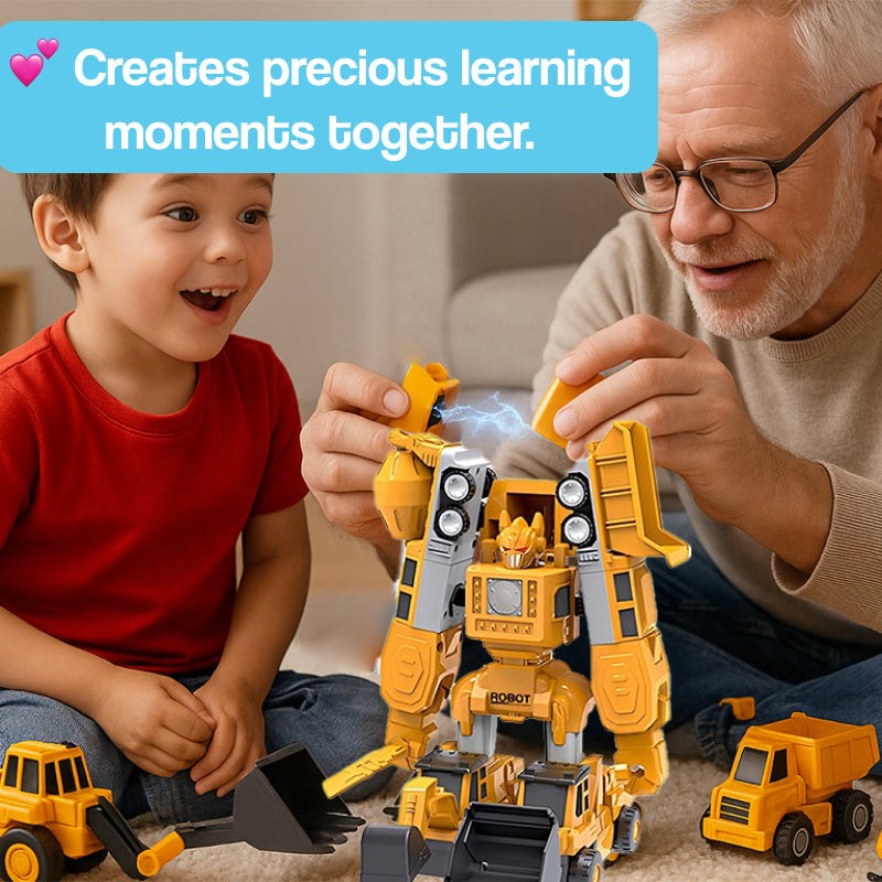 Click & Snap Magnetic Transformer Construction Set with interchangeable building pieces for vehicles and robot creation