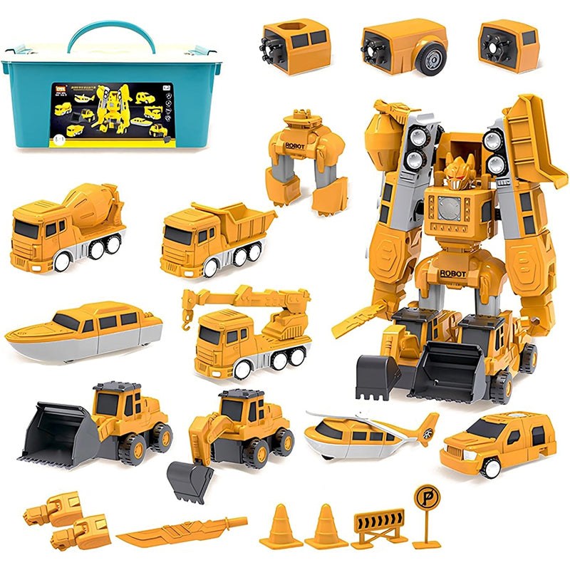 Click & Snap Magnetic Transformer Construction Set with 35 colorful magnetic building pieces and transformable robot design