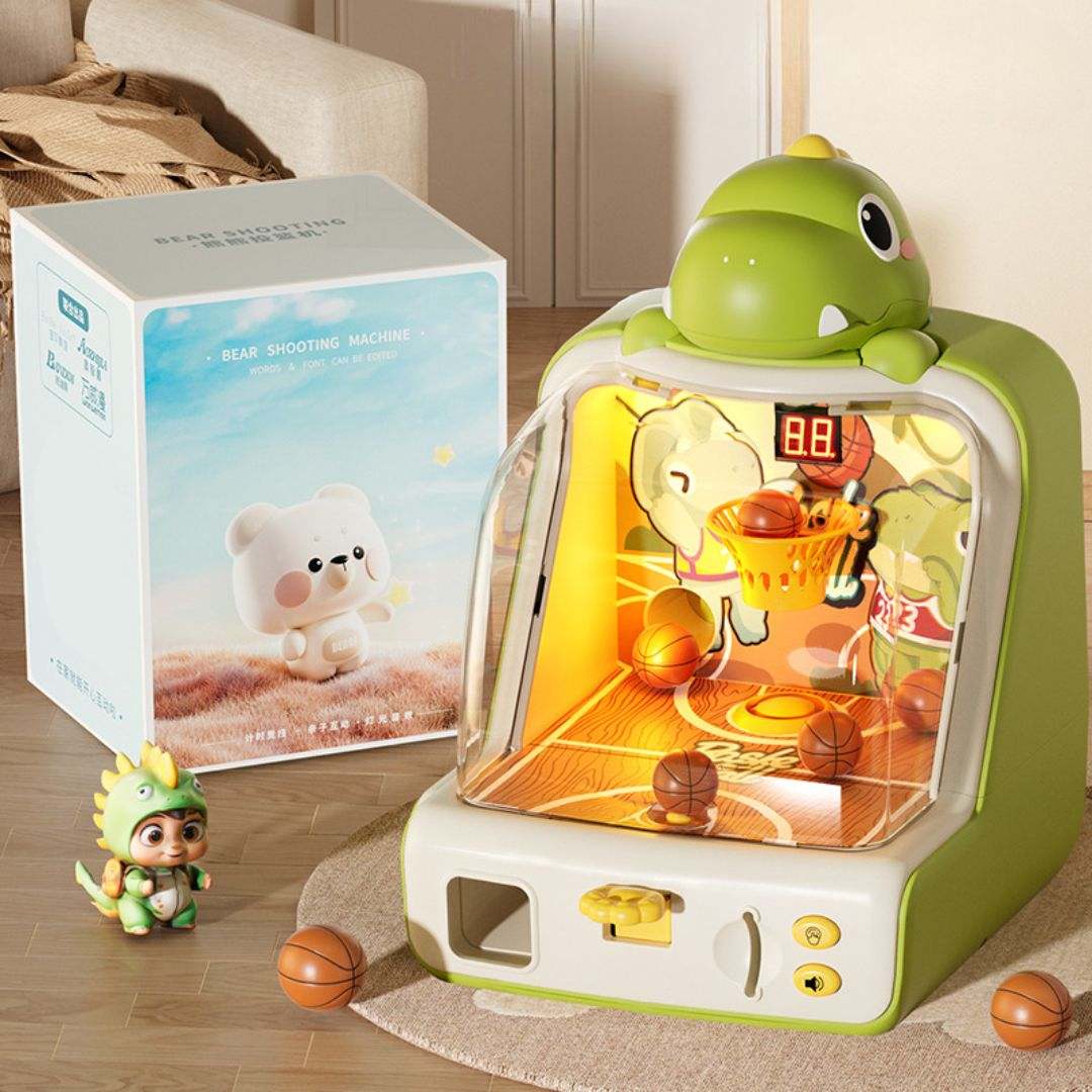 Colorful kids basketball arcade machine with sound effects made of durable plastic