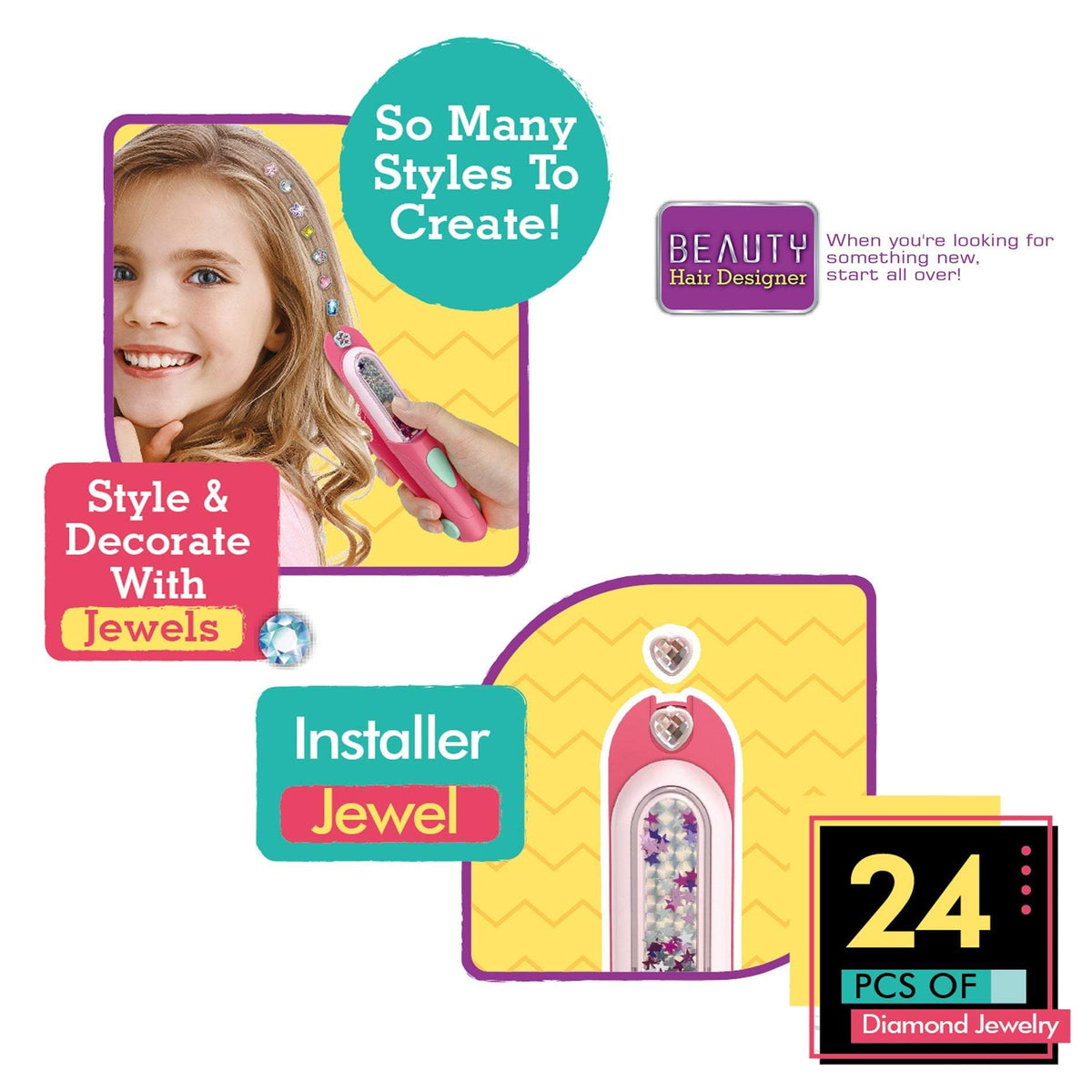 DIY bead machine and hair dye stick set for kids creative play and jewelry making