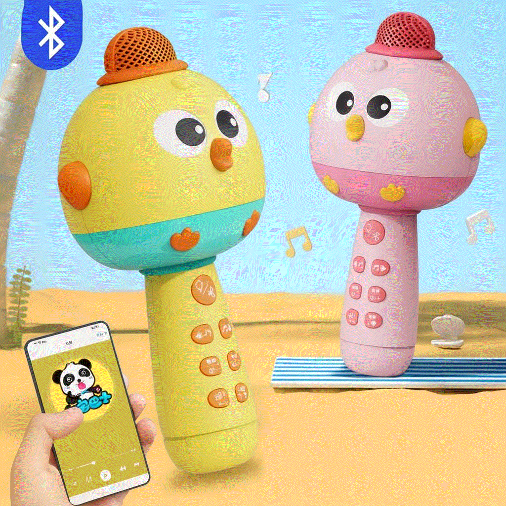 Kids karaoke microphone and speaker toy with rechargeable battery and Bluetooth connectivity for children