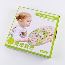 Wooden Fruit Number Shape Matching Game with Maze