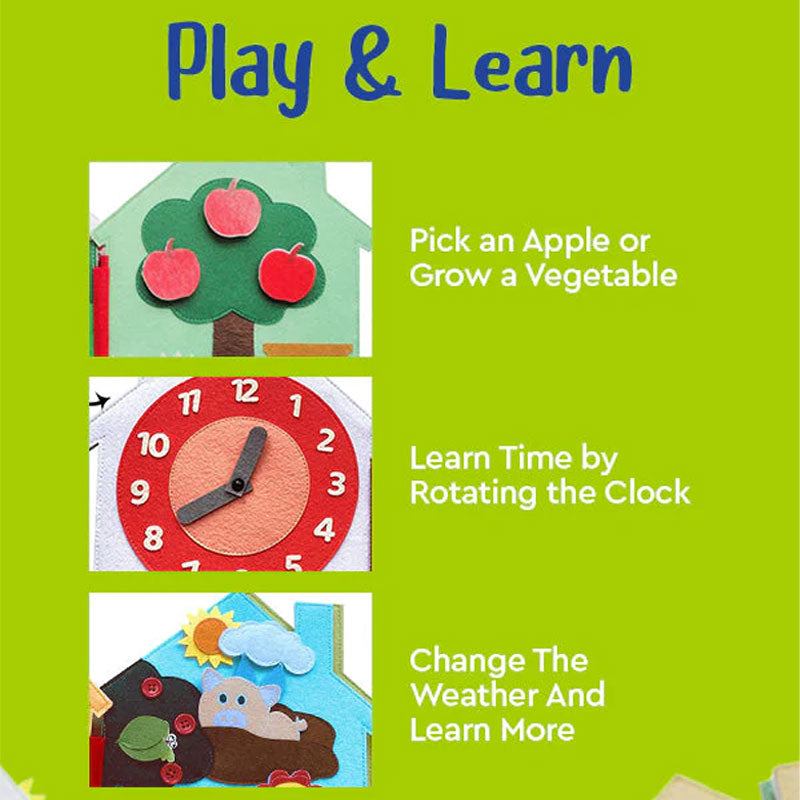 My First Play & Learn Set with Peek-A-Bear plush, Montessori Farm Book, and crawling rabbit toy for toddler sensory and motor skill development