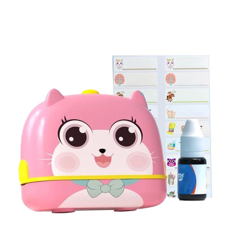 TinyStamper customized name stamp for kids' belongings with waterproof ink and refillable design