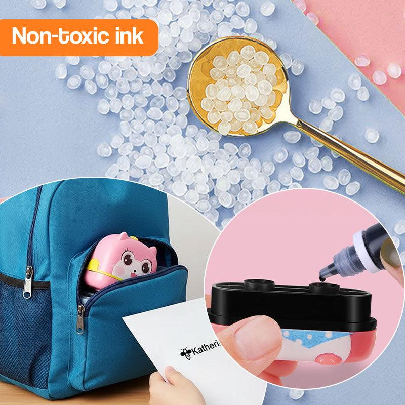 Customized name stamp for kids' belongings, waterproof and refillable TinyStamper