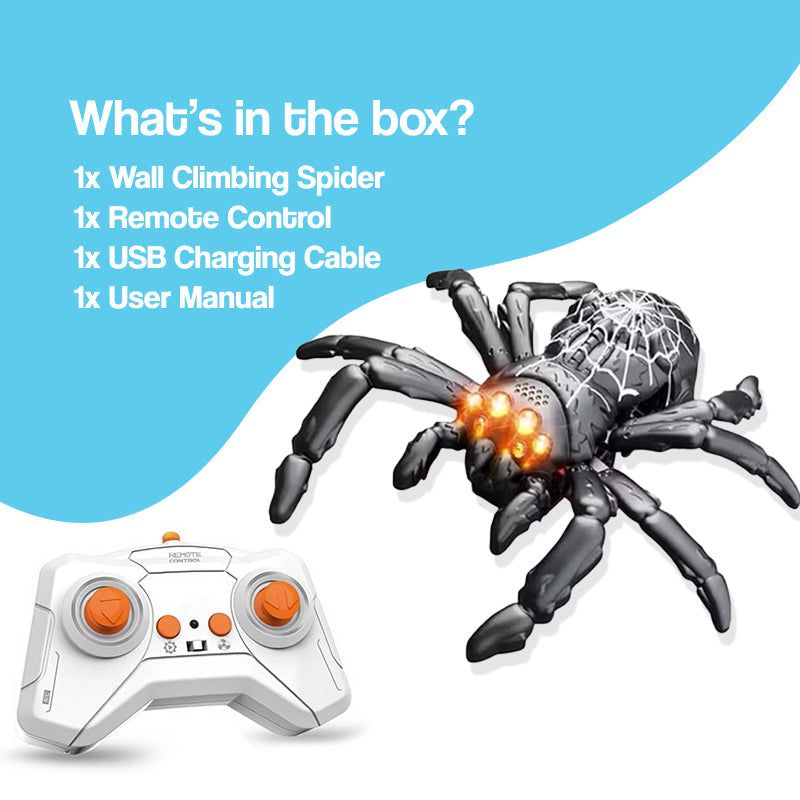 2-in-1 Climbing and Crawling RC Spider toy climbing wall with remote control and light-up eyes